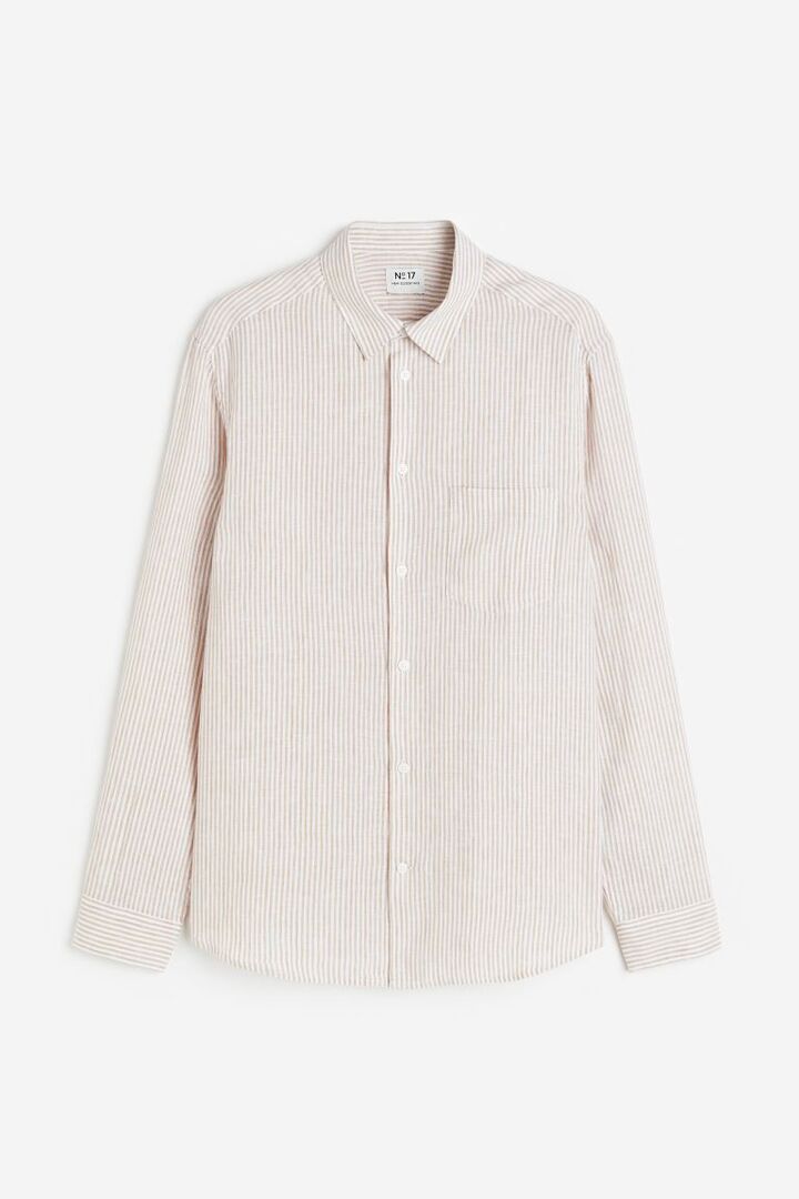 Essentials No 17: Льняная рубашка H&M, светло-бежевый/полосатый