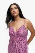 Платье с V-образным вырезом H&M, фиолетовый/цветочный
