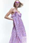 Платье без рукавов с V-образным вырезом H&M, светло-фиолетовый/цветочный