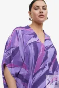 Платье-кафтан оверсайз H&M, фиолетовый/с рисунком 1169910004 | Purple/patterned фото 2