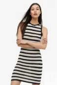 Вязаное крючком платье H&M, черный/полосатый 1178378001 | Black/striped фото 2