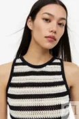 Вязаное крючком платье H&M, черный/полосатый 1178378001 | Black/striped фото 5