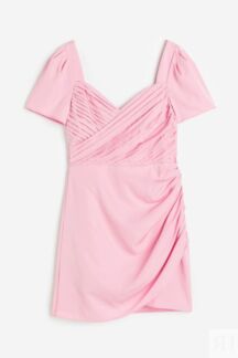 Платье с пышными рукавами H&M, светло-розовый