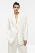 Пиджак оверсайз из смесовой льняной ткани H&M, белый