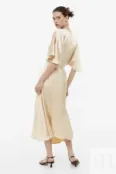 Атласное платье с запахом H&M, светло-бежевый