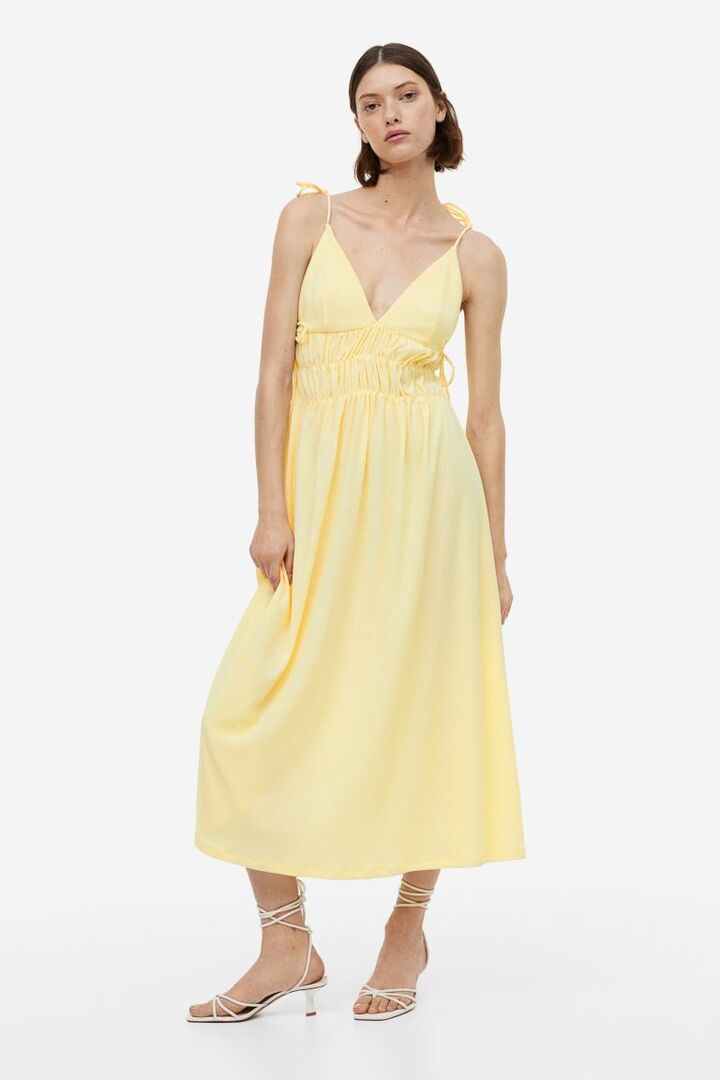 Платье с завязками H&M, светло-желтого
