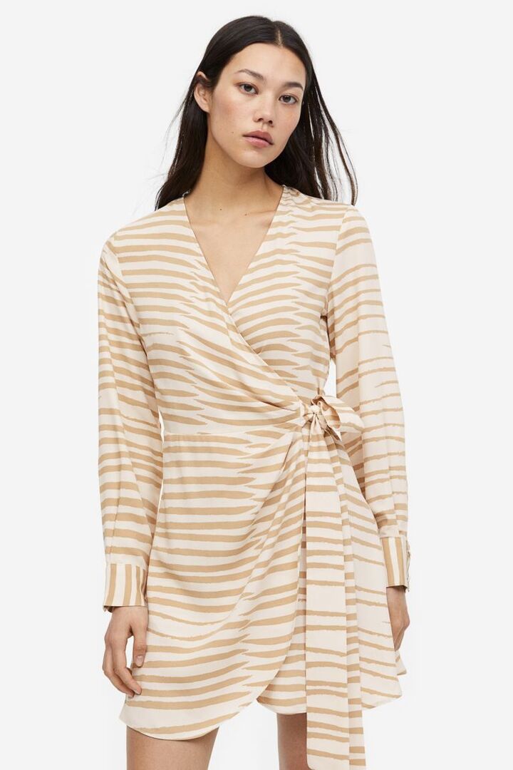 Облегающее платье H&M, светло-бежевый/зебра 1165366002 | Light beige/zebra print фото 1