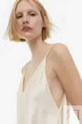 Атласное платье-комбинация с воланами H&M, крем 1183134001 | Cream фото 3