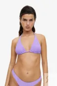 Мягкий лиф бикини с треугольными чашечками H&M, фиолетовый