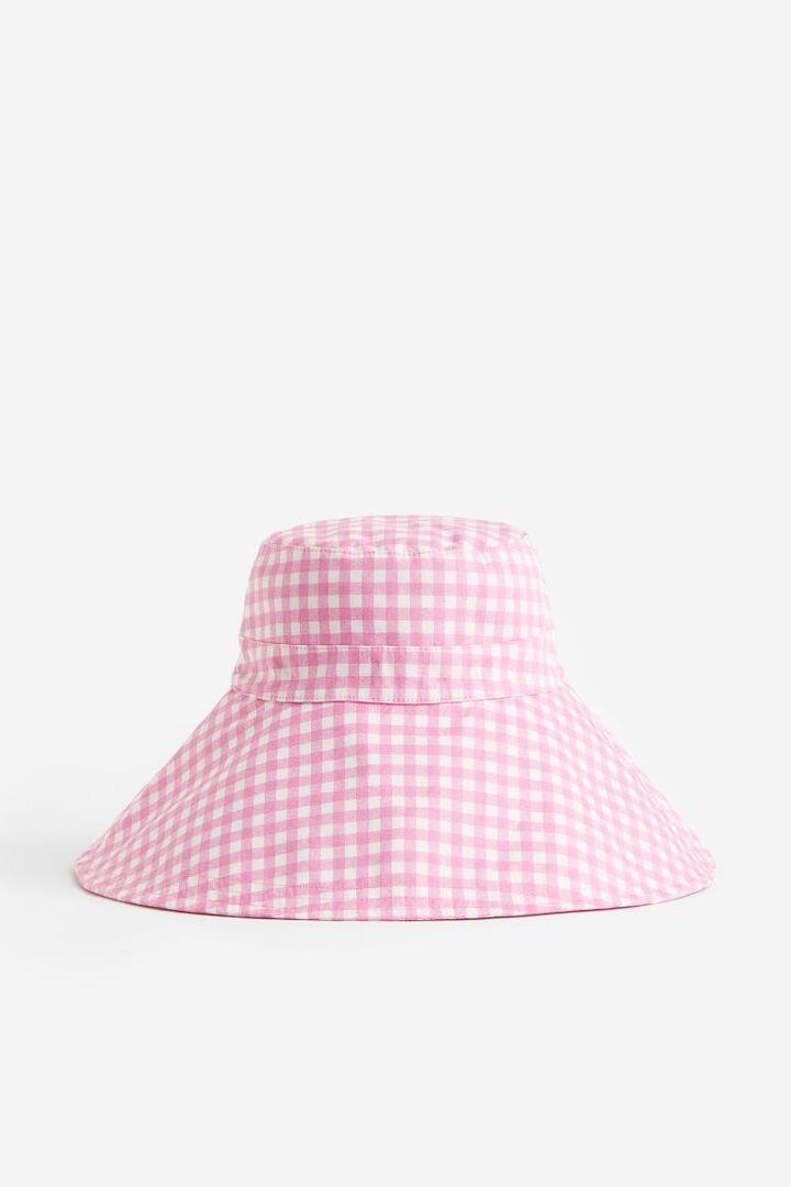 Хлопковая шляпа-ведро H&M, розовый/клетчатый