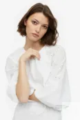 Платье с вышивкой на люверсах H&M, белый 1154034001 | White фото 2