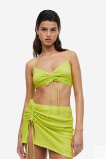 Пляжный топ с кулиской H&M, зеленый лайм