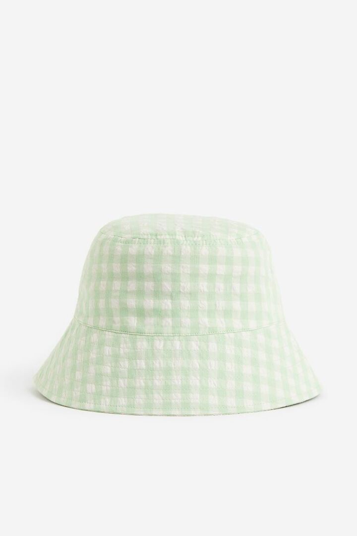 Хлопковая шляпа-ведро H&M, светло-зеленый/клетчатый