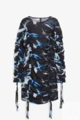 Сетчатое платье с кулиской H&M, черный/с рисунком