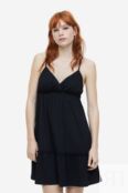 Креповое платье с оборками H&M, черный 1166875004 | Black фото 1