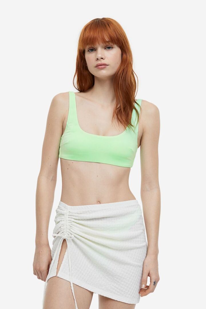 Мягкий топ бикини H&M, неоновый зеленый 1053640005 | Neon green фото 1