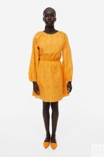 Платье с вышивкой на люверсах H&M, апельсин