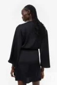 Атласное платье с запахом спереди H&M, черный