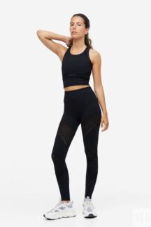 Бесшовные моделирующие спортивные леггинсы DryMove H&M, черный