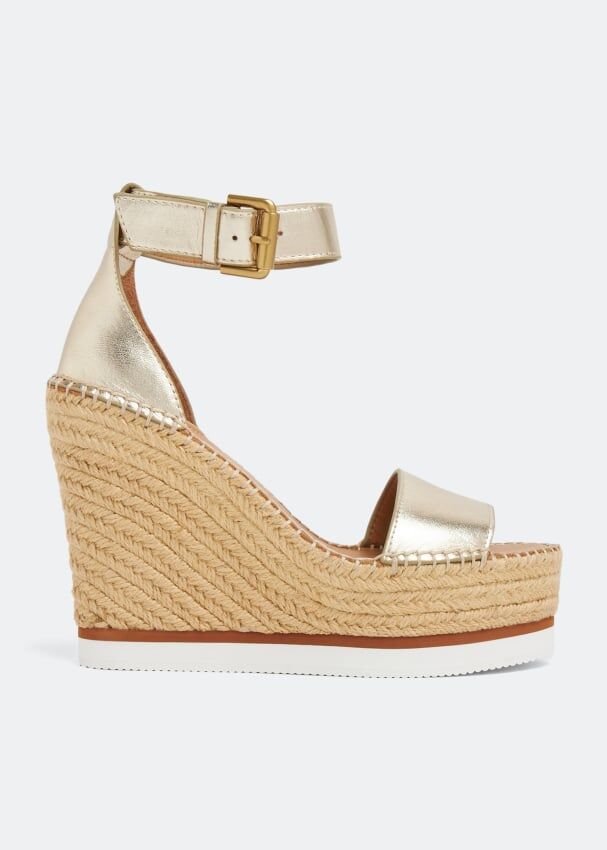 Сандалии SEE BY CHLOÉ Glyn wedge espadrille sandals, золотой