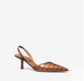 Туфли-лодочки с тиснением под крокодила Michael Kors Holly Crocodile Emboss 46S2HRMP1C | Chestnut фото 2