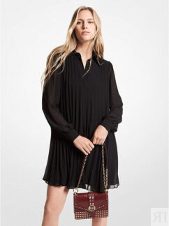 Платье-рубашка Michael Michael Kors Georgette Pleated, черный