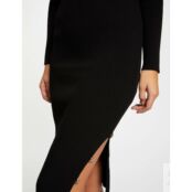 Платье-пуловер облегающее со шлицей пуговицами и длинными рукавами  S черны