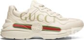 Кроссовки Gucci Rhython Leather Sneaker Logo, белый 500877 DRW00 9522 | Logo фото 1