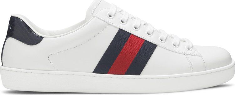 Кроссовки Gucci Ace Leather White Blue, белый 386750 02JR0 9072 | White Blue фото 1