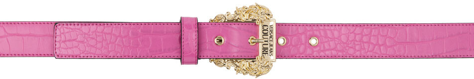 Розовый ремень с пряжкой под крокодила Versace Jeans Couture