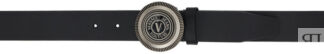 Черный ремень с V-образной эмблемой Versace Jeans Couture