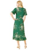 Платье миди с запахом и цветочным принтом Mela London, зеленое