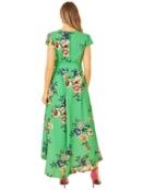 Платье миди с запахом и цветочным принтом Mela London, зеленое