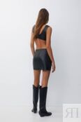 Юбка Pull&Bear Faux Leather Mini, черный 7395348 | Black фото 5