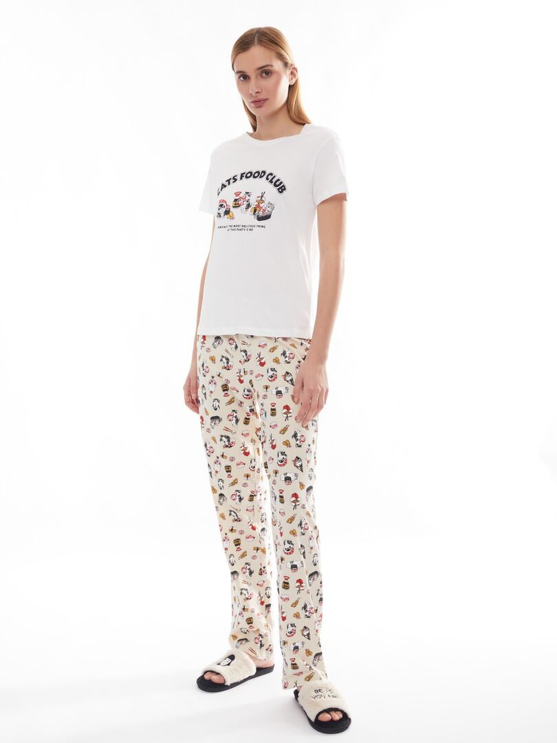 Домашний пижамный комплект из хлопка (футболка и штаны) zolla
