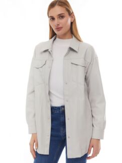 Удлинённая куртка-рубашка из экокожи с поясом Zolla