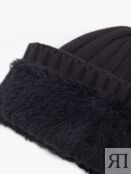 Вязаная шапка-бини с отворотом и подкладкой из экомеха zolla