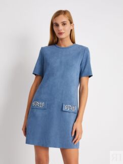 Платье-футболка из экозамши со стразами zolla