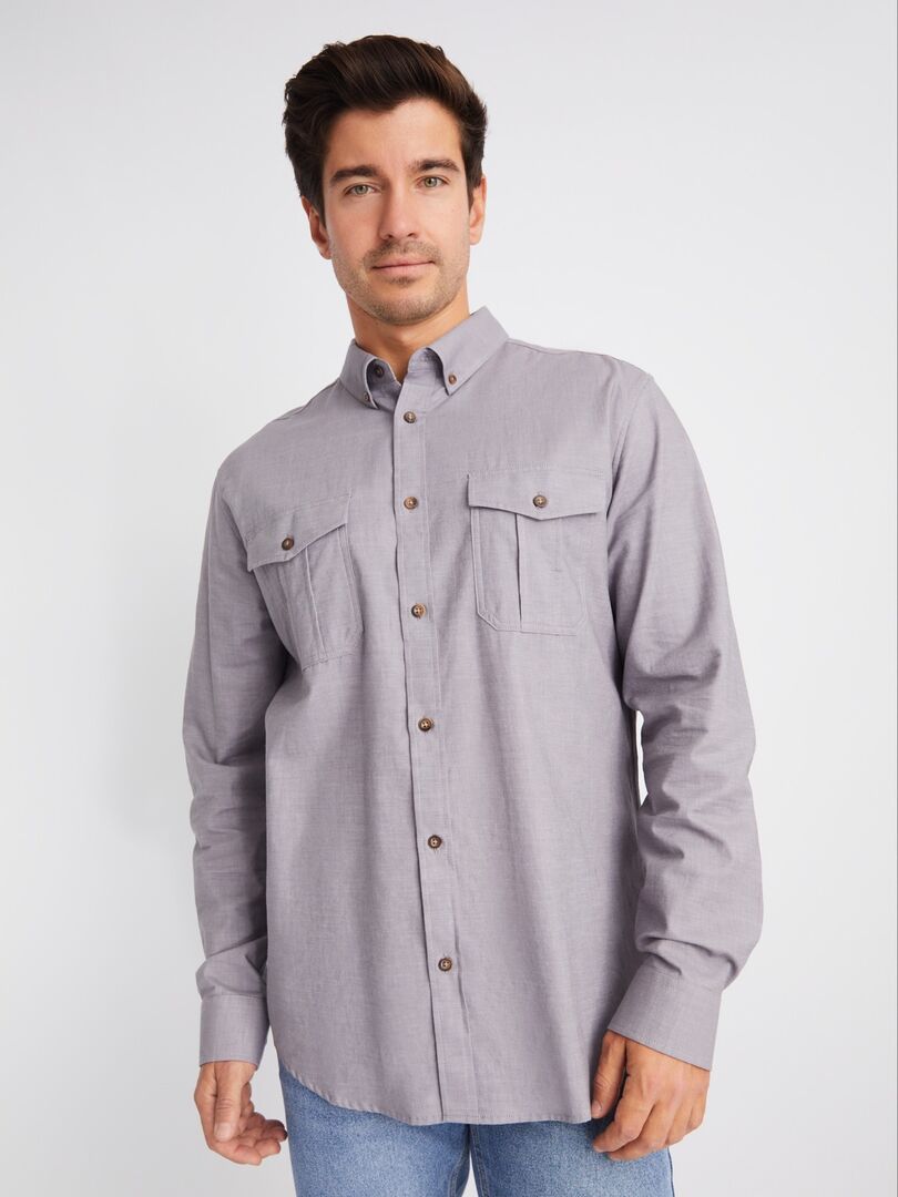 Рубашка из хлопка с длинным рукавом и карманами zolla