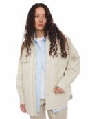 Утеплённая стёганая куртка-рубашка из экокожи на синтепоне zolla