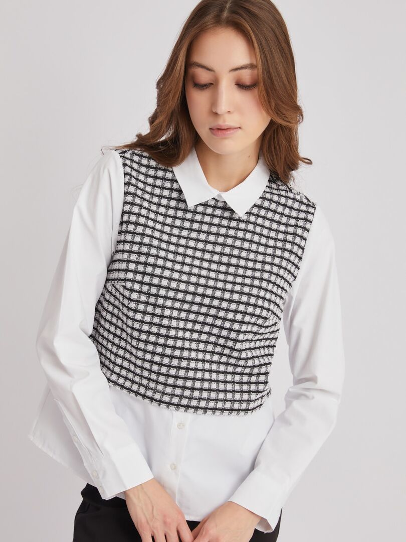 Комбинированная блузка с имитацией жилетки zolla
