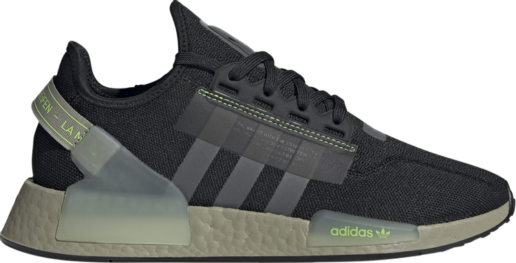 Кроссовки Adidas NMD_R1 V2 'Black Lime', черный GY6166 | Black фото 1