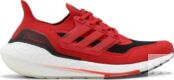 Кроссовки Adidas UltraBoost 21, красный/черный/белый FY0387 | Red фото 1