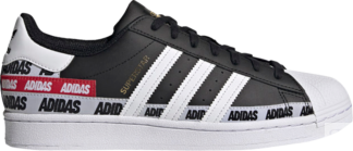 Кроссовки Adidas Superstar 'Wordmark Heel Stripe - Core Black', черный