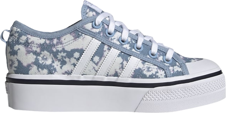 Кроссовки Adidas Wmns Nizza Platform Low 'Bleached-Out Floral', синий H01232 | Blue фото 1