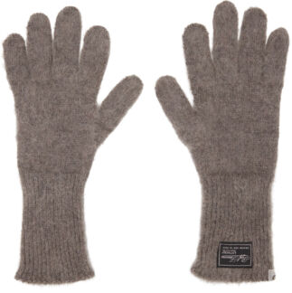 Серо-коричневые перчатки из мохера Raf Simons