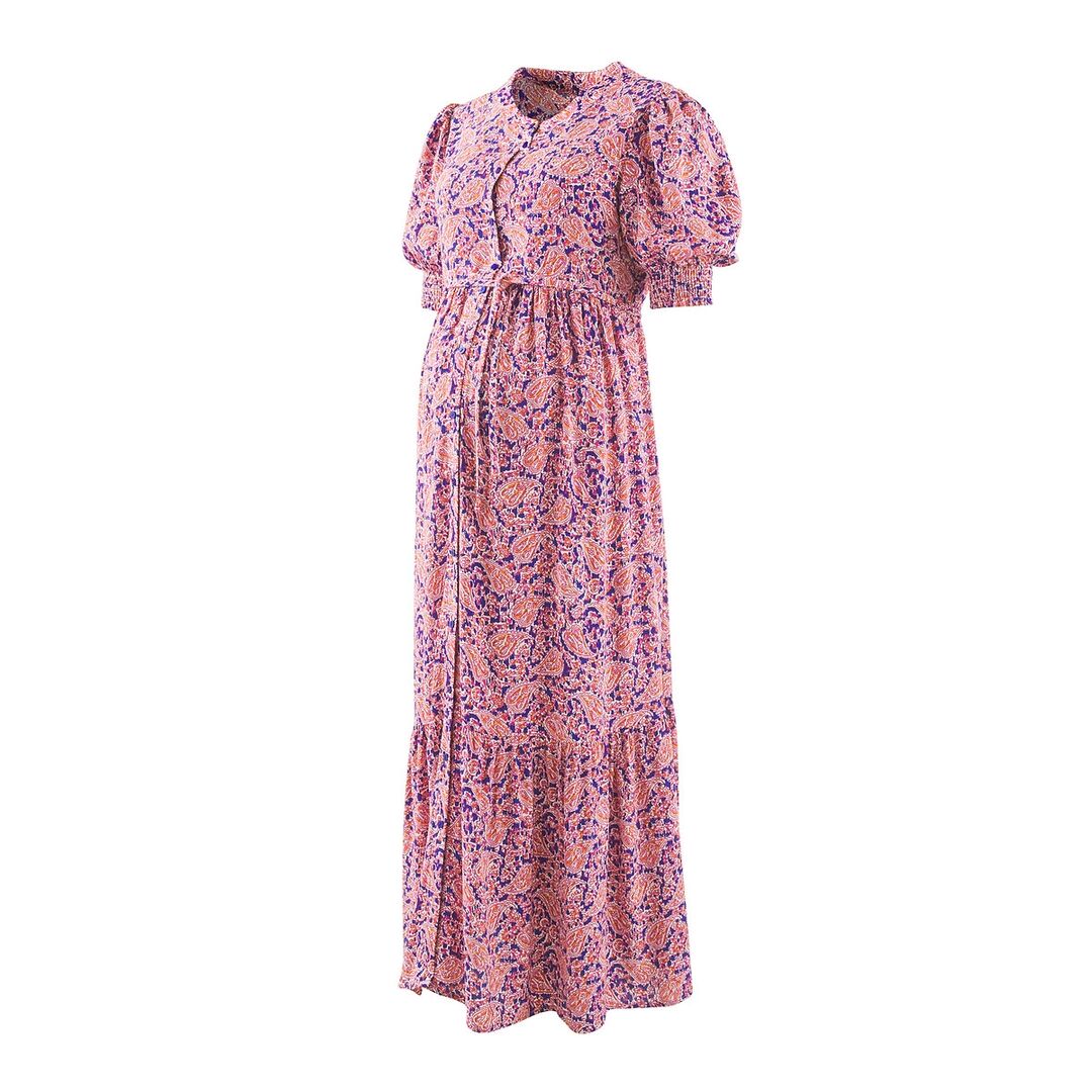 Платье длинное с принтом пейсли для периода беременности  50 фиолетовый