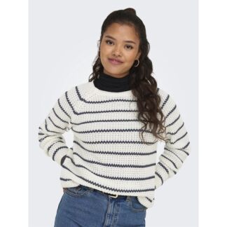 Пуловер в полоску с круглым вырезом  XL бежевый