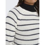 Пуловер в полоску с круглым вырезом  XS бежевый