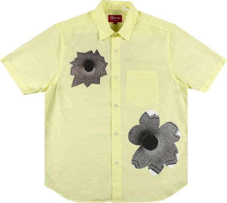 Рубашка Supreme x Nate Lowman Short-Sleeve Shirt 'Pale Yellow', желтый